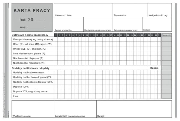 Ak Karta pracy A5 512-3