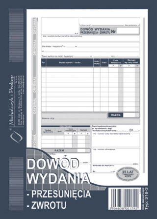Ak dowód wydania przesunięcia zwrot 316-3