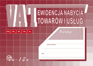 Ak ewidencja nabycia towarów i usług A5 VU12U