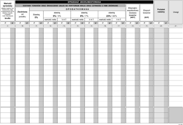 Ak ewidencja sprzedaży VAT A4 VU3U