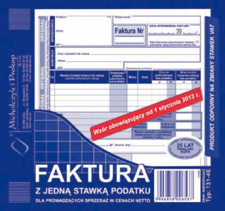 Ak faktura 2/3 A5 z jedną stawką podatkową 131-4E