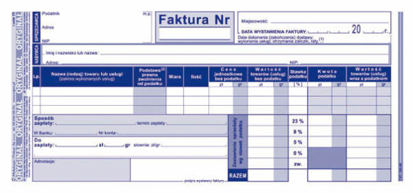 Ak faktura Vat pełna 1/3 A4 105-8E