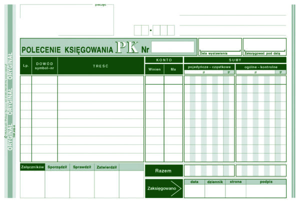 Ak polecenie księgowania A5 412-3 Poziom