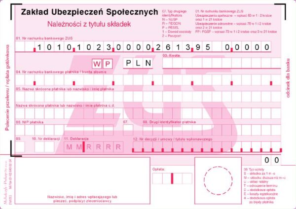 Ak polecenie przelewu Zus 450-5