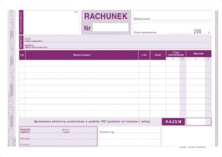 Ak rachunek dla zwolnionych z Vat A5 231-3