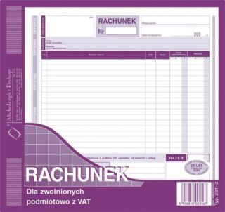 Ak rachunek zwolnionych Vat 2/3 A4 231-2