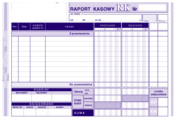 Ak raport kasowy A5 411-3