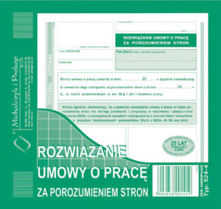 Ak rozwiązanie umowy o pracę za poroz.stron 524-4