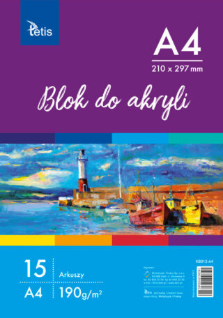 Blok do akryli Tetis A4, 190g/m2 15ark.
