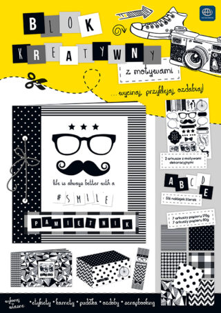 Blok kreatywny A4 Interdruk z naklejkami B&W