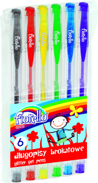 Długopis Grand kpl.6kol. żelowy brokat