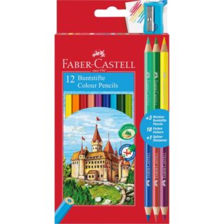 Faber-Castell Kredki 12kol.+3szt dwustronne