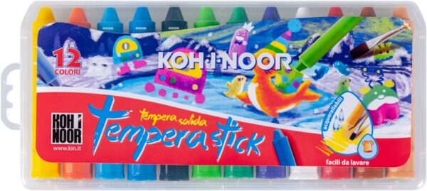 KIN Kredki woskowe Tempera Stick wykręcane 12kol.