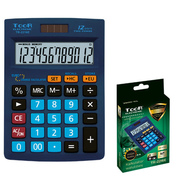 Kalkulator Toor TR2216 12-pozycyjny, walutowy