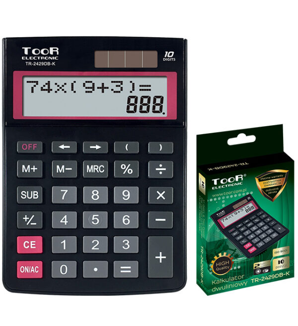 Kalkulator Toor TR2429DB-K Dwuliniowy 10-pozycyjny