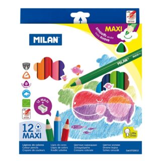 Kredki Milan 12szt. Maxi Trójkątne Karton