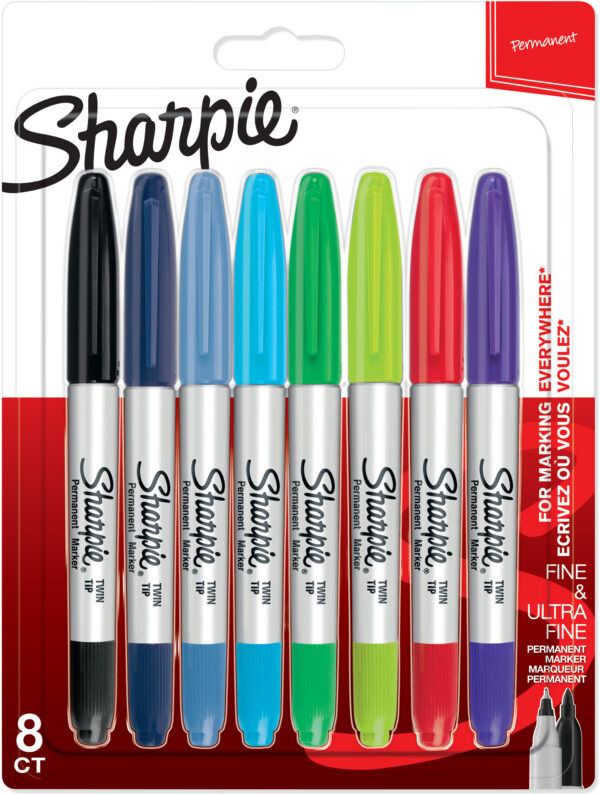 Markery Sharpie Fine kpl. 8kol twin tip