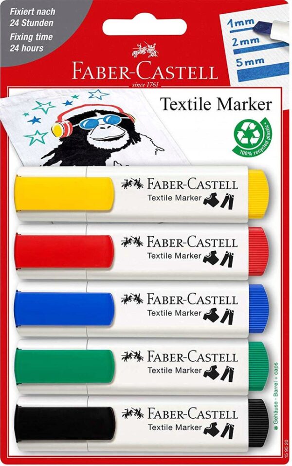 Markery do tkanin Faber-Castell blister 5szt.