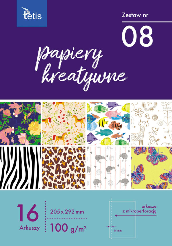 Papiery kreatywne Tetis zestaw nr 08 KB03008