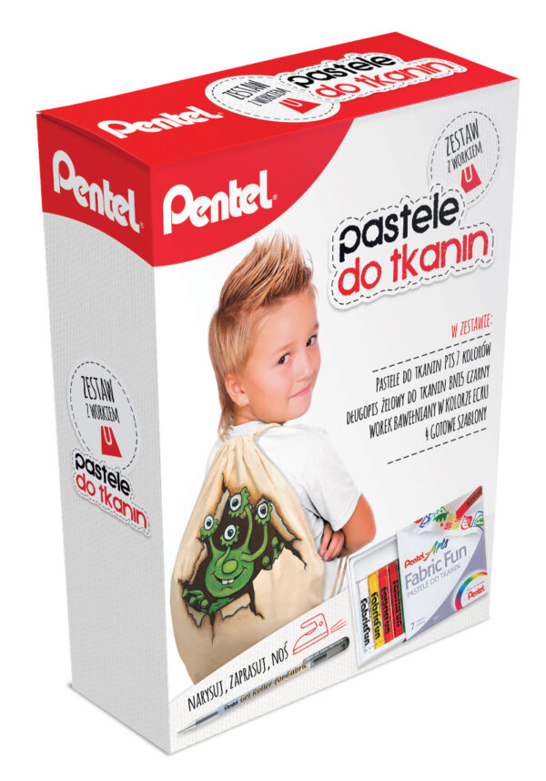 Pentel Pastele do tkanin zestaw PTS7+ BN15+Worek