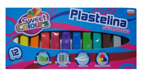 Plastelina Koma Plast 12 kolorów Kwadratowa Sweet