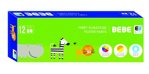 Farby plakatowe Interdruk 12kol. B&B Kids