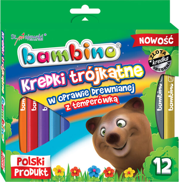 Majewski Kredki Bambino w drewnie 12kol. Trójkątne