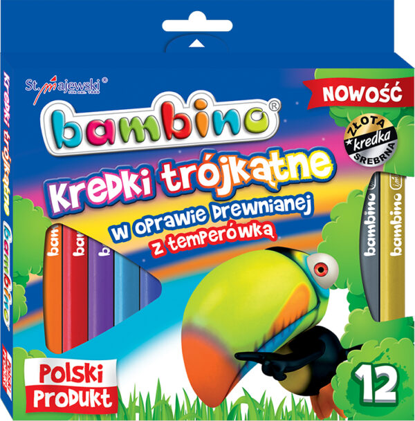 Majewski Kredki Bambino w drewnie 12kol. Trójkątne