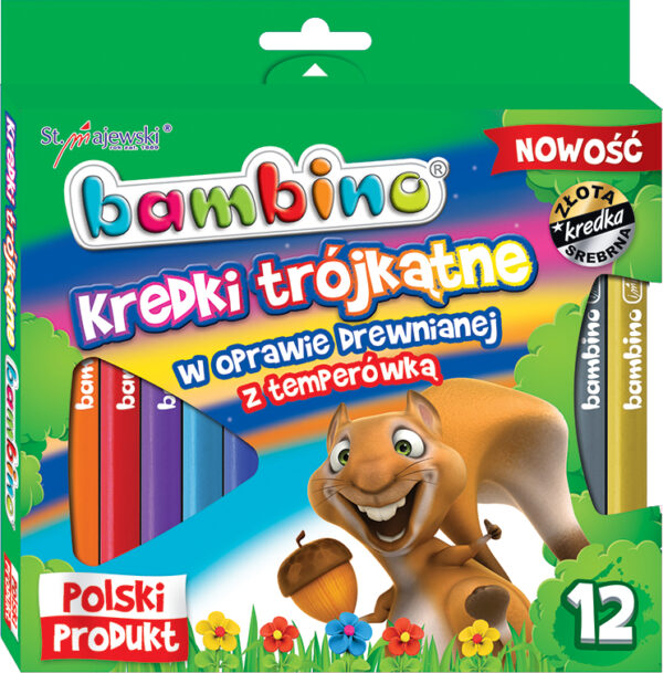 Majewski Kredki Bambino w drewnie 12kol. Trójkątne