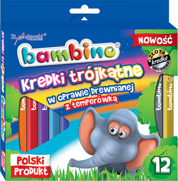 Majewski Kredki Bambino w drewnie 12kol. Trójkątne