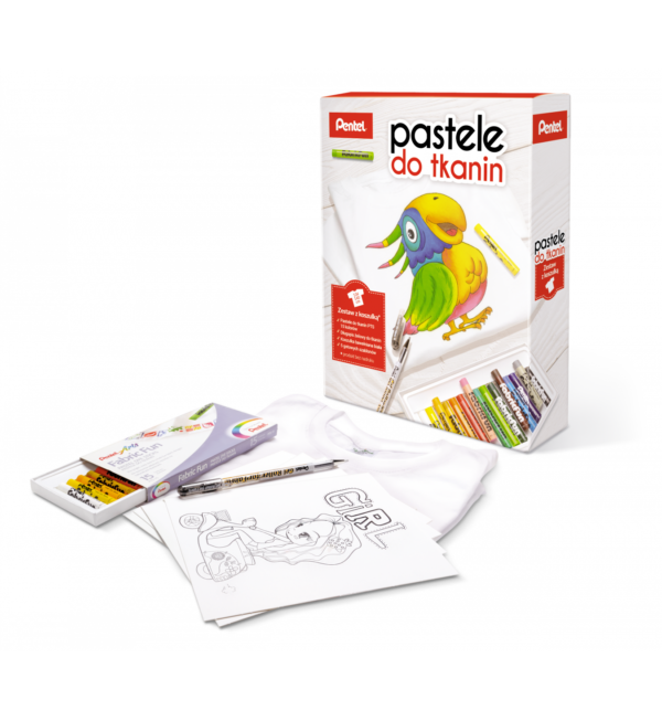 Pentel Pastele do tkanin zestaw PTS15+NM10+Koszul.