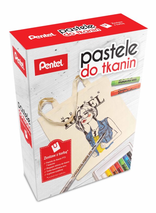 Pentel Pastele do tkanin zestaw PTS7+BN15+Torba