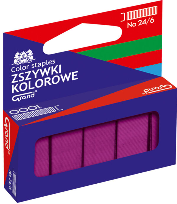 Zszywki Grand 24/6 kolorowe Czerwone