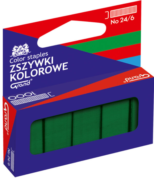 Zszywki Grand 24/6 kolorowe Zielone