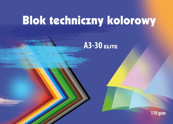 Blok techniczny Kreska A3/30 Kolorowy ELLITE