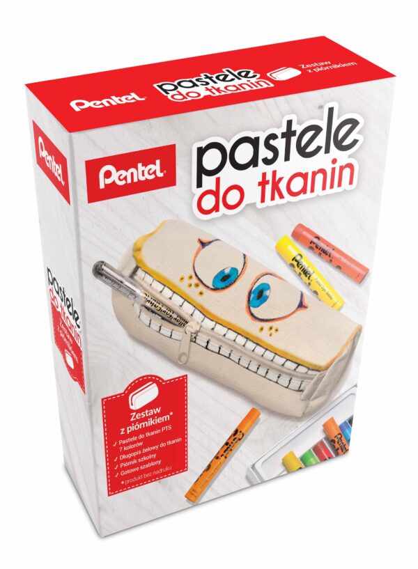 Pentel Pastele do tkanin zestaw PTS7+BN15+Piórnik